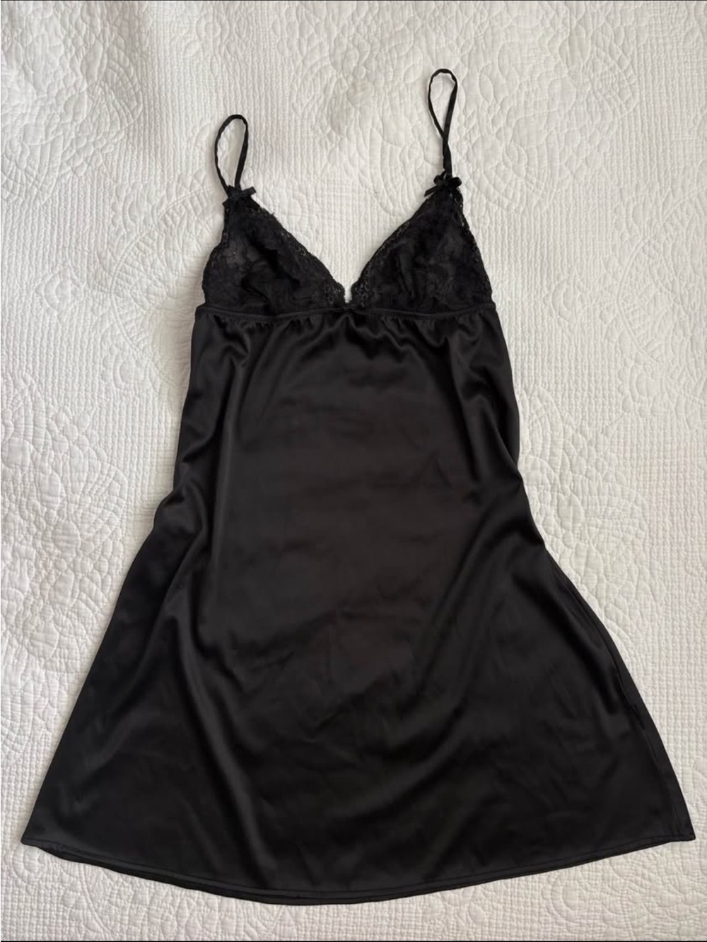 Y2K Babydoll Black Lace and Satin Slip Mini Dress